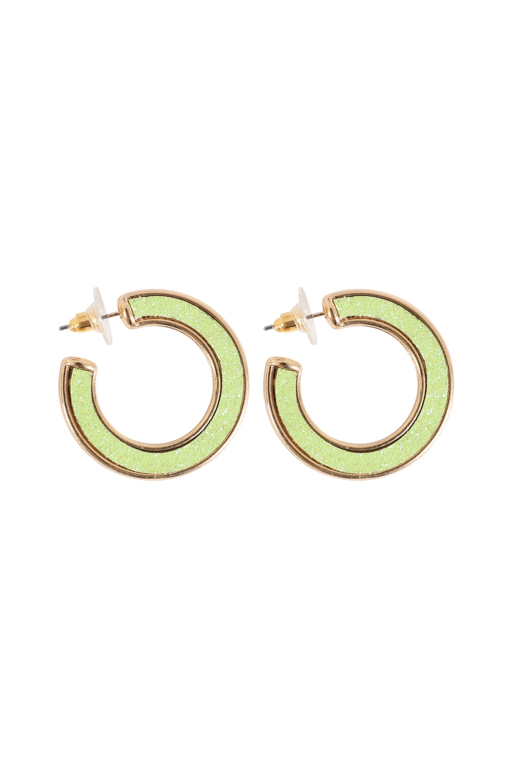 Glitter Foam Hoop Earrings Light Green - Pack of 6