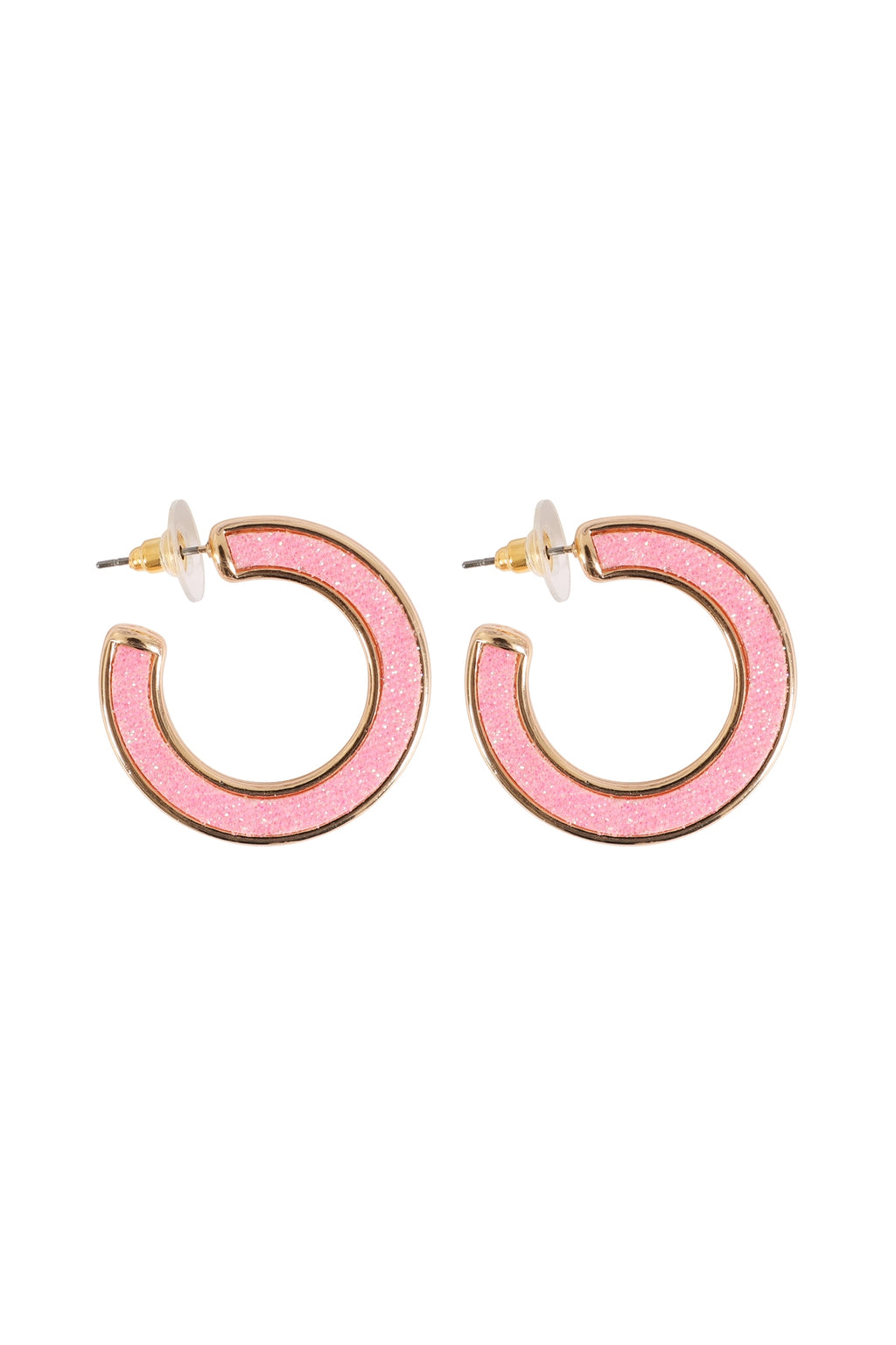 Glitter Foam Hoop Earrings Light Pink - Pack of 6