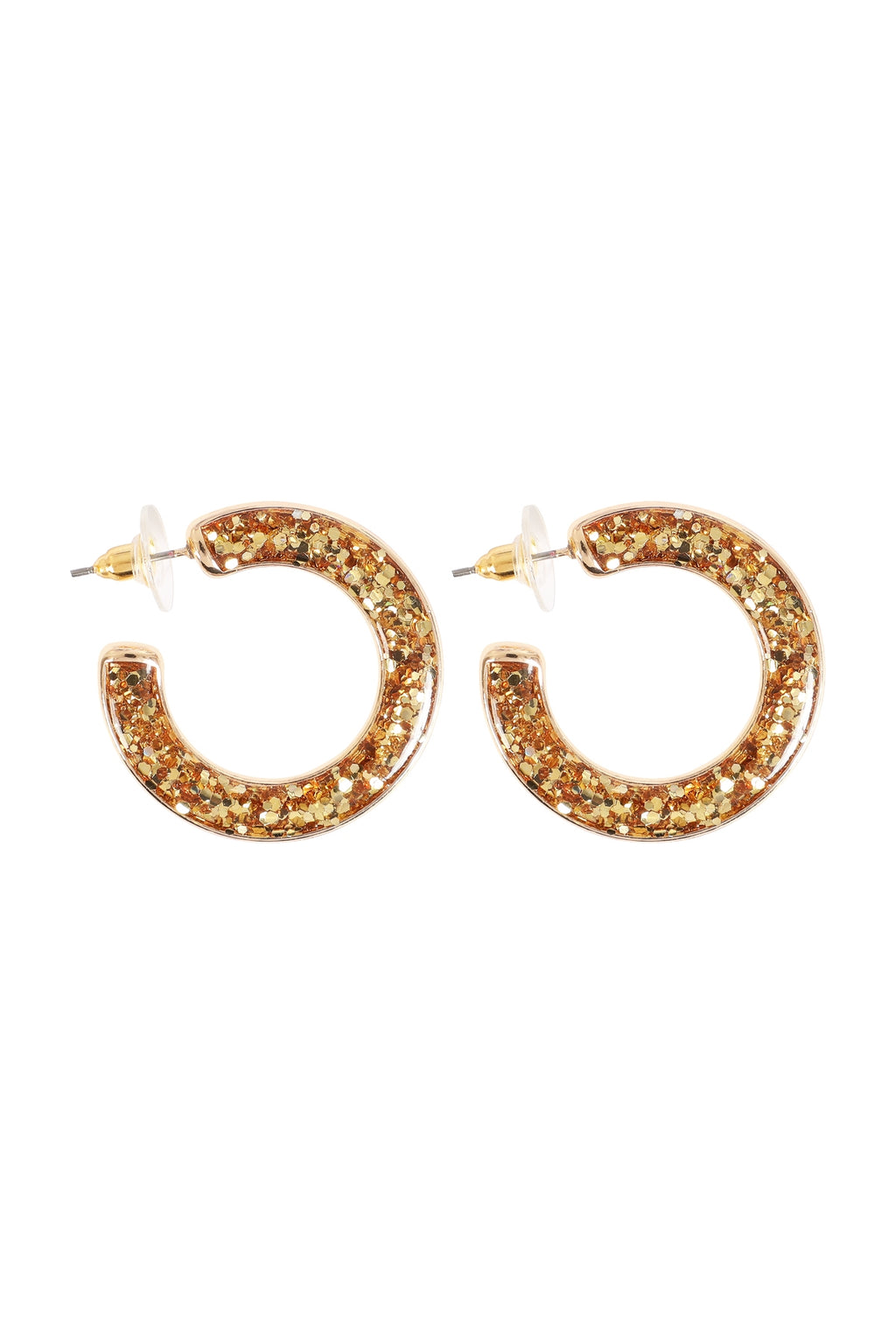 Glitter Epoxy Hoop Post Earrings Gold - Pack of 6
