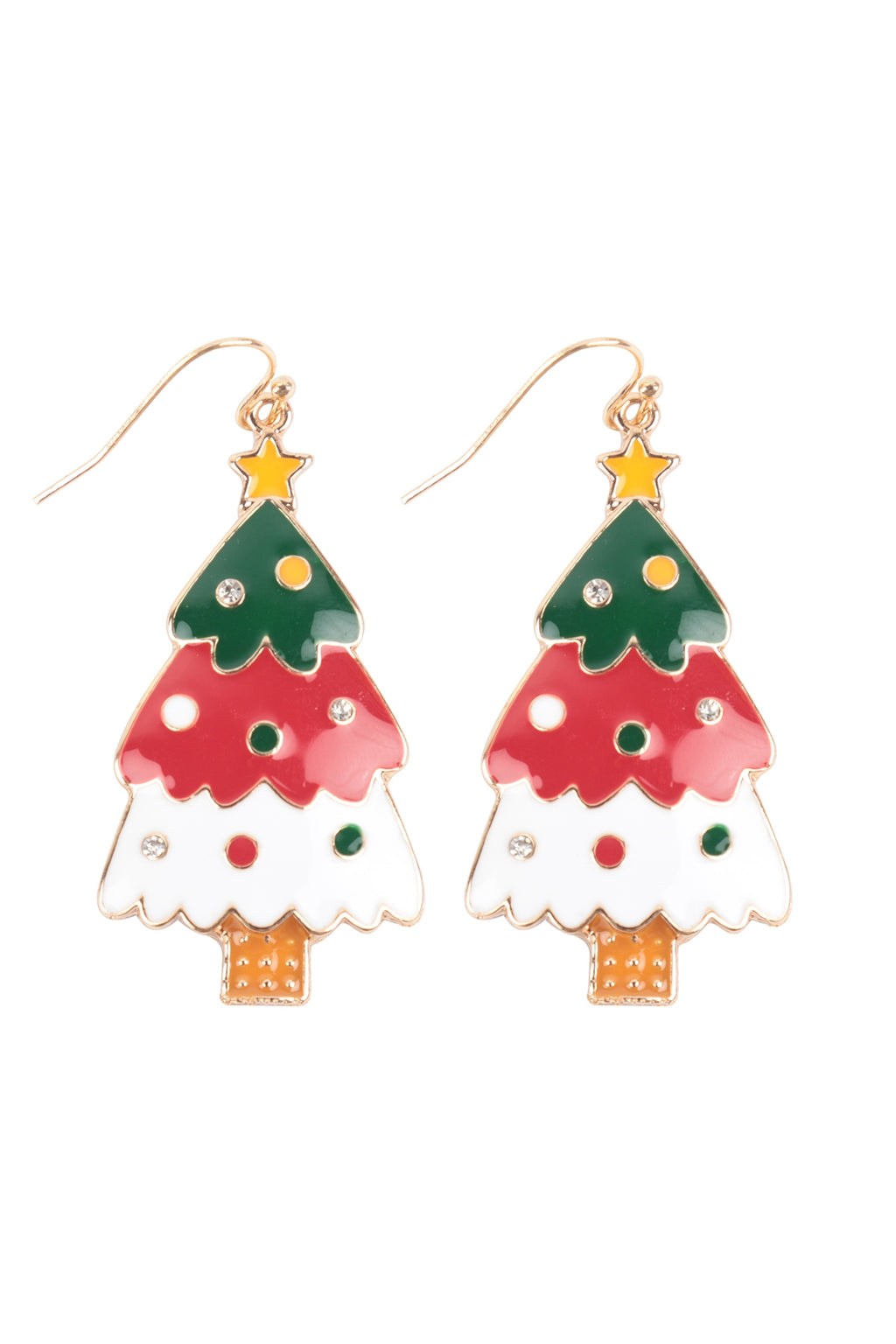 Christmas Tree Enamel Fish Hook Earrings Multicolor - Pack of 6