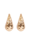 Gold Clear Long Teardrop Rhinestone Earrings - Pack of 6