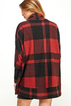 Plus Size Open Front Banded Hem Plaid Cardigan Red Black - Pack of 6