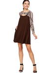 Cutout Detail Geo Contrast Knit Dress Brown - Pack of 6