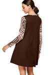Plus Size Cut Out Detail Geo Contrast Knit Dress Brown - Pack of 6