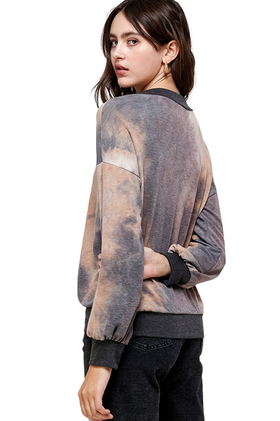 Bubble Sleeve Tie Dye Knit Pullover Brown Camel - Pack of 6