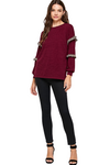 Leopard Ruffle Knit Pullover Burgundy - Pack of 6