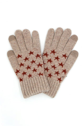 Aztec Knit Smart Touch Gloves Rust - Pack of 6
