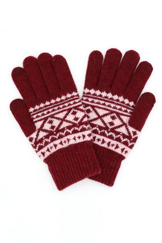 Aztec Pattern Knit Smart Gloves Mustard - Pack of 6
