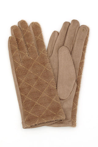Leopard Print Cuff Gloves Smart Touch Taupe - Pack of 6