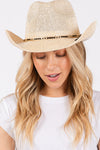 Sequin Cowboy Hat with Metal Chain Suede String Band Beige - Pack of 6