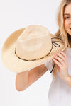 Sequin Cowboy Hat with Metal Chain Suede String Band Beige - Pack of 6