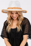 Frayed Band and Trim Straw Sun Hat White - Pack of 6