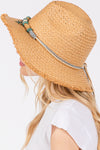 Frayed Straw Sun Hat with Braided Starfish Band Taupe - Pack of 6