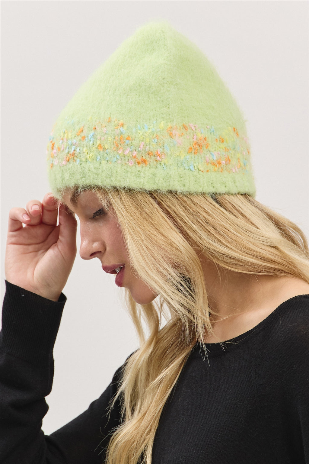 Confetti Solid Beanie Lime - Pack of 6
