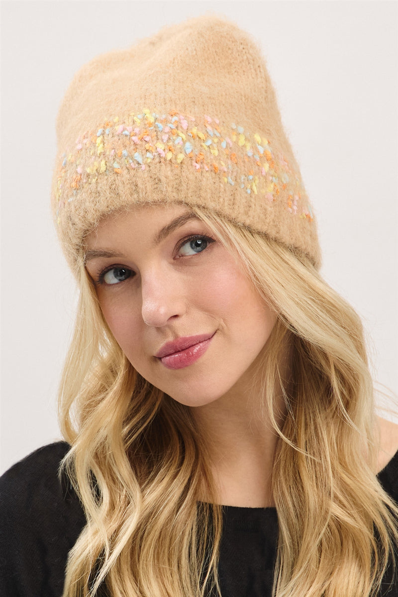 Confetti Solid Beanie Taupe - Pack of 6