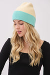 Two Tone Soft Fuzzy Beanie Beige - Pack of 6