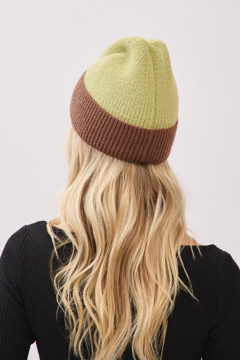 Two Tone Soft Fuzzy Beanie Green - Pack of 6