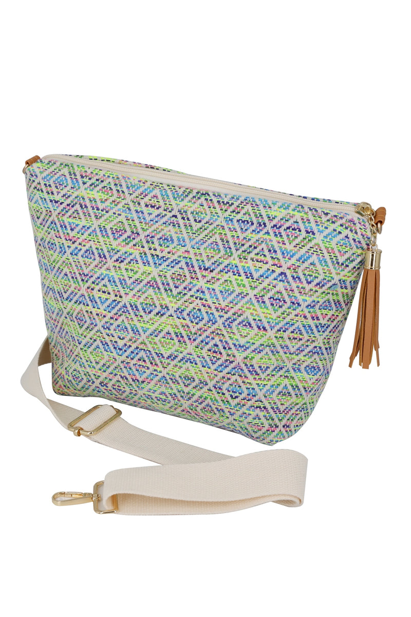 Aztec Pattern Tassel Crossbody Bag Green - Pack of 6