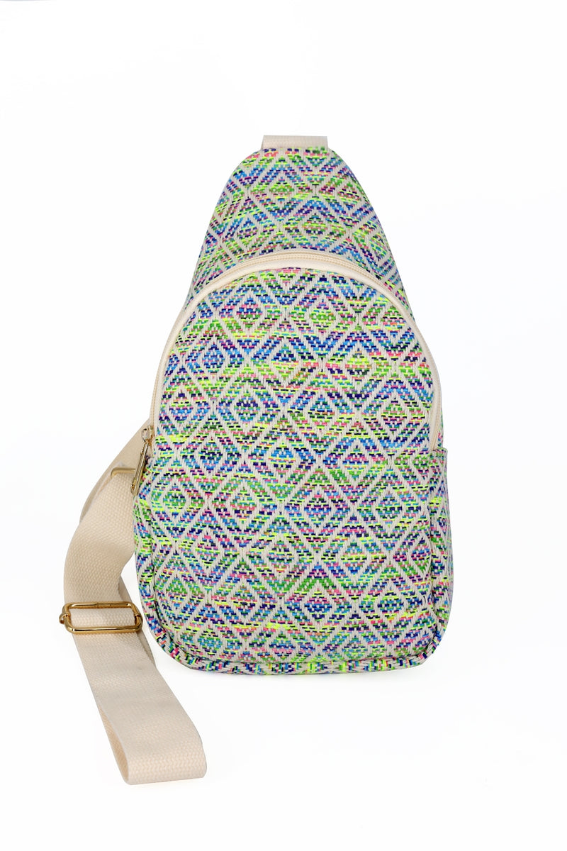 Aztec Pattern Sling Bag Green - Pack of 6