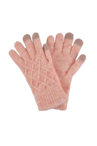 Argyle Knit Smart Touch Gloves Ivory - Pack of 6