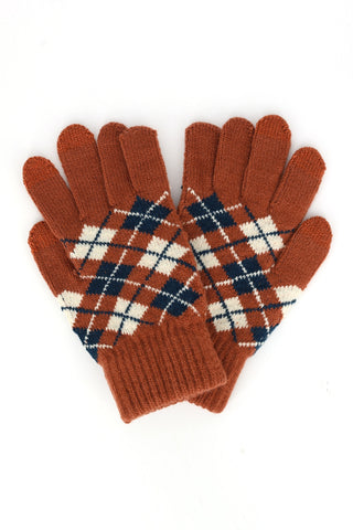 Buffalo Plaid Pompom Gloves Smart Touch Black - Pack of 6