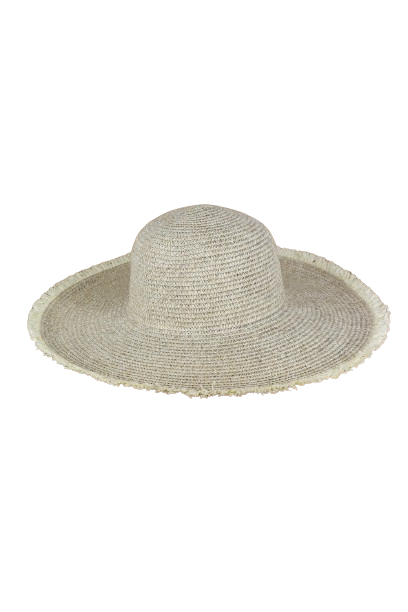 Frayed Two Tone Mixed Color Straw Floppy Hat Ivory - Pack of 6