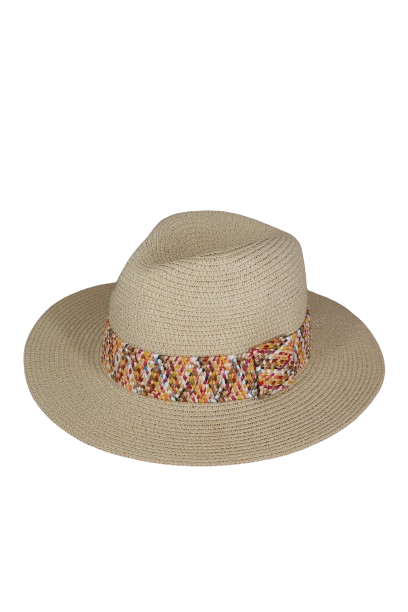 Multicolor Strawband Straw Hat Beige - Pack of 6