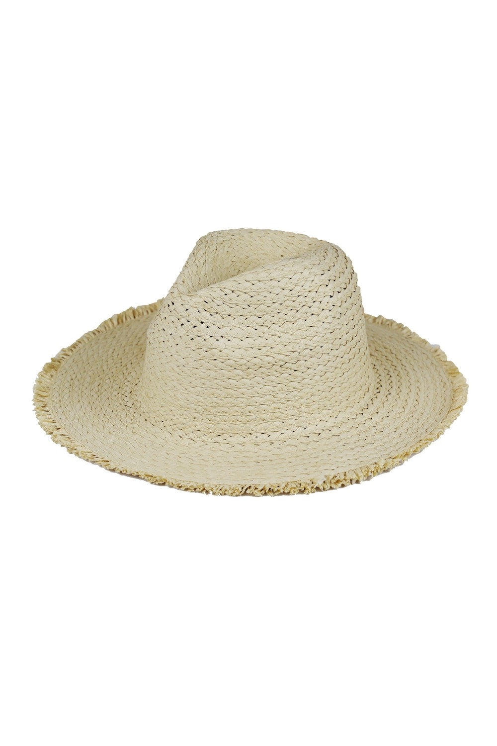 Frayed Solid Straw Sun Hat Beige - Pack of 6