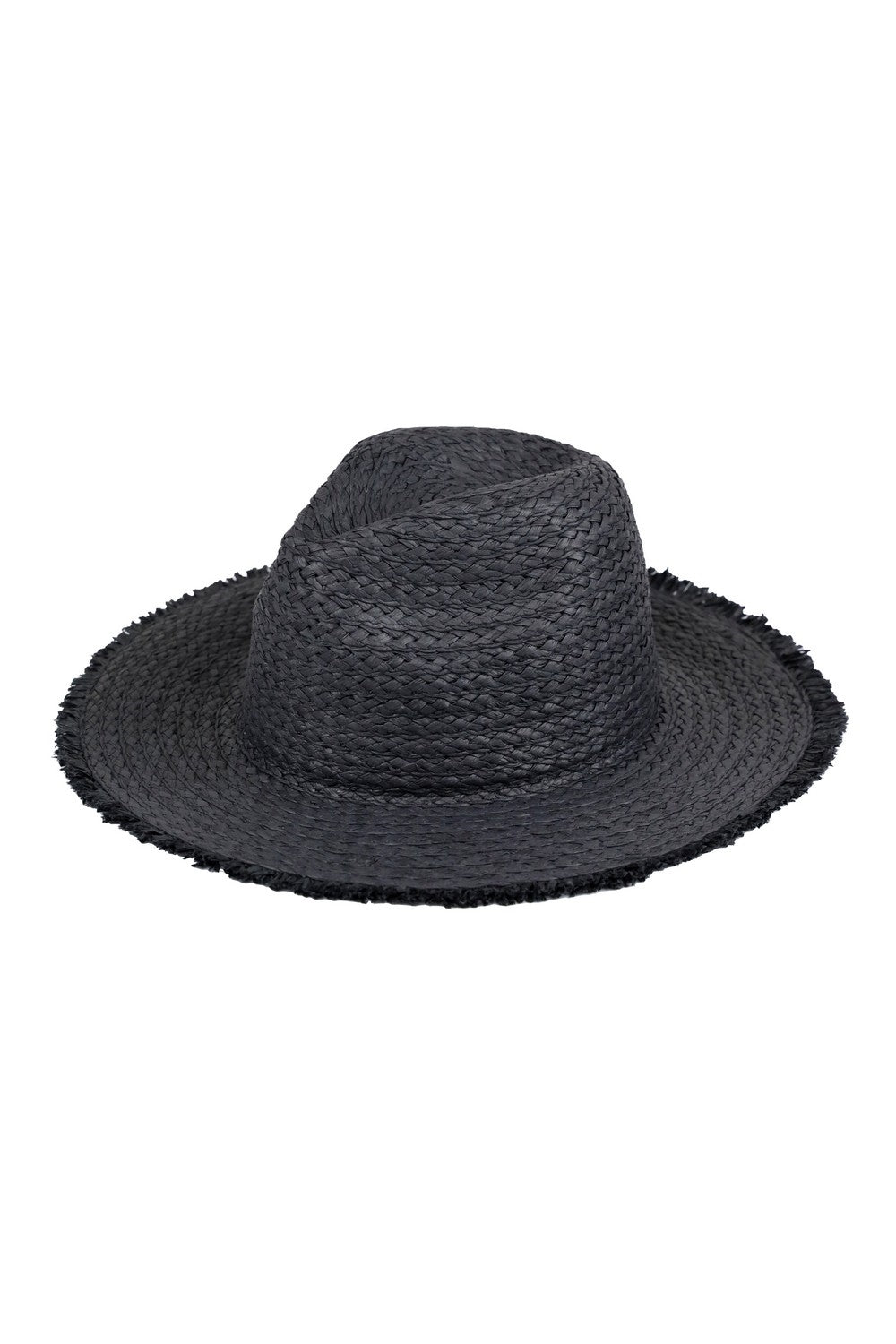 Frayed Solid Straw Sun Hat Black - Pack of 6