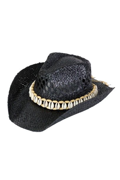 Seashells Band Cowboy Cowgirl Handmade Hat Black - Pack of 6