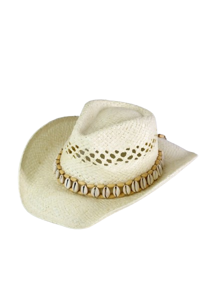 Seashells Band Cowboy Cowgirl Handmade Hat Ivory - Pack of 6