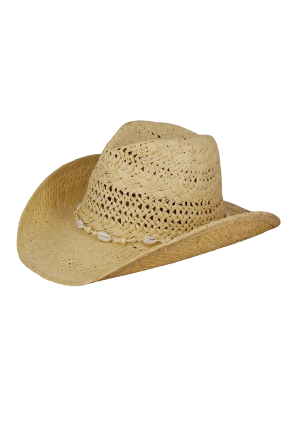 Bead Shells Band Cowboy Cowgirl Handmade Hat Beige - Pack of 6