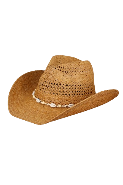 Bead Shells Band Cowboy Cowgirl Handmade Hat Brown - Pack of 6