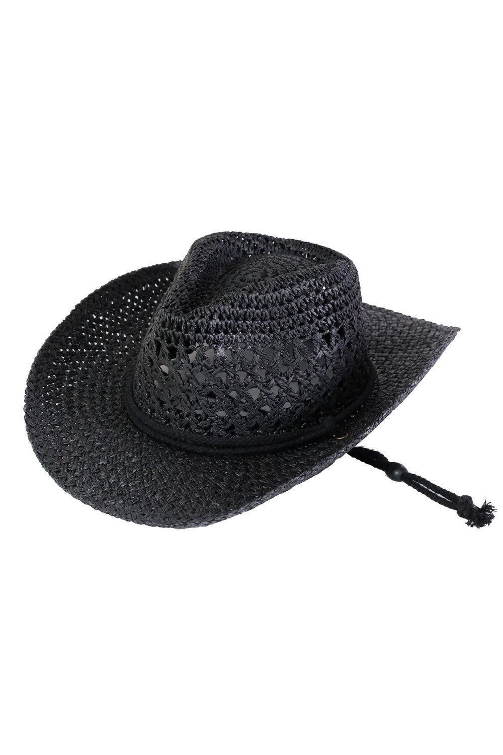 Straw Cowboy Cowgirl Handmade Hat with Chin Strap Black - Pack of 6