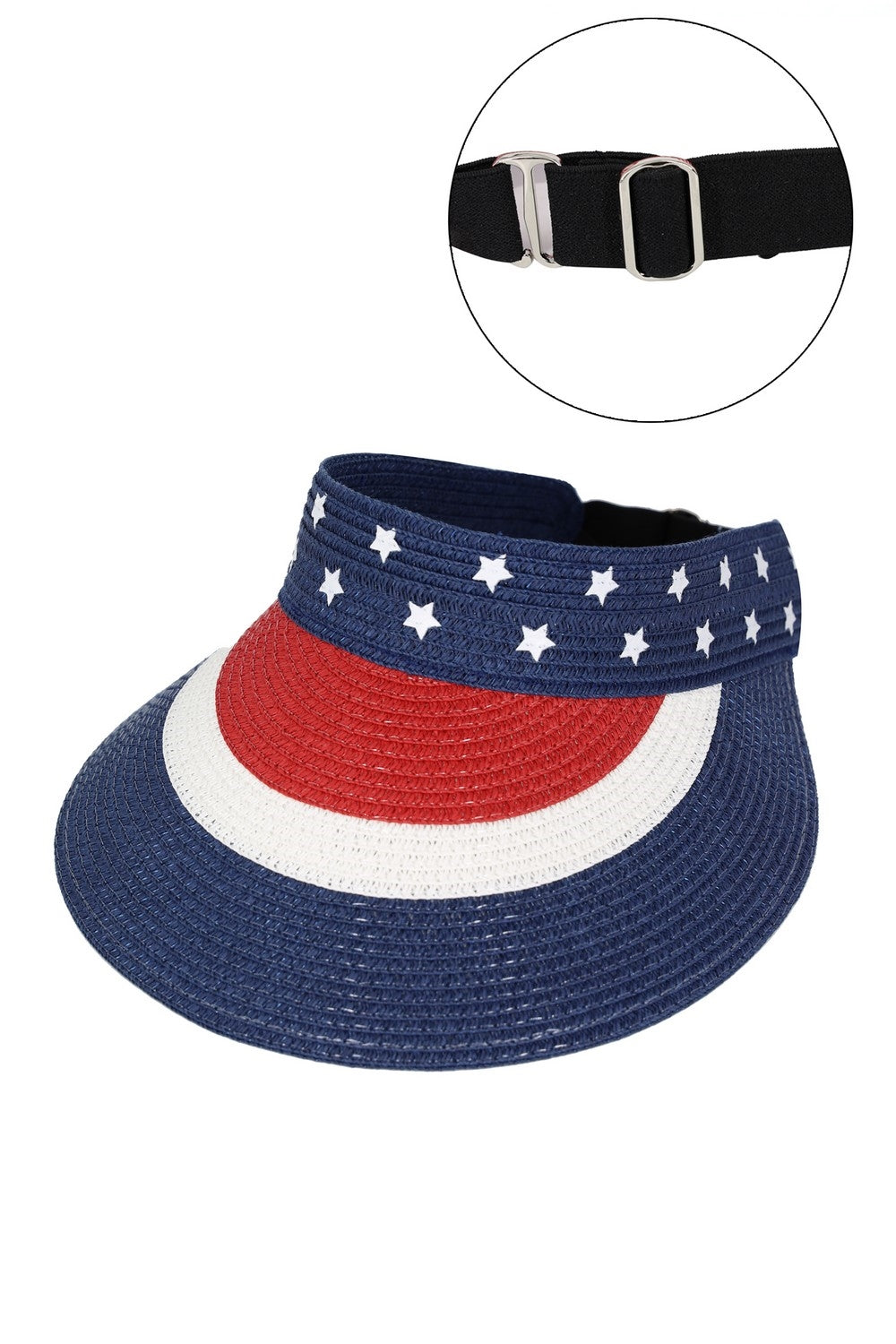 American Flag Roll Up Visor with Adjustable Elastic Band - Pack of 6