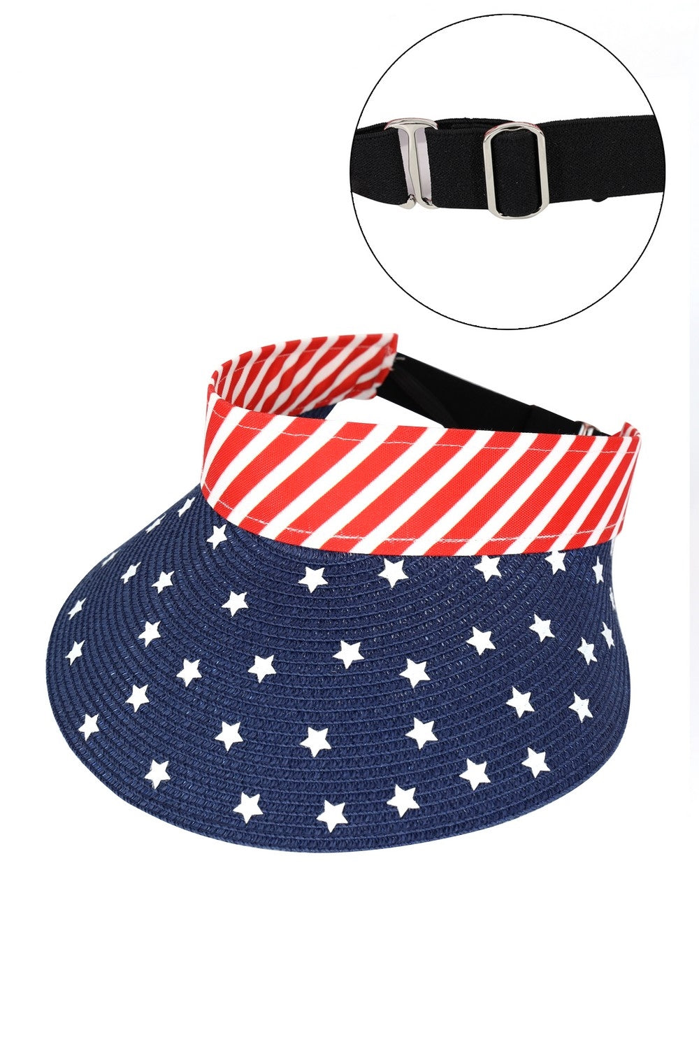 American Flag Roll Up Visor with Adjustable Elastic Band - Pack of 6
