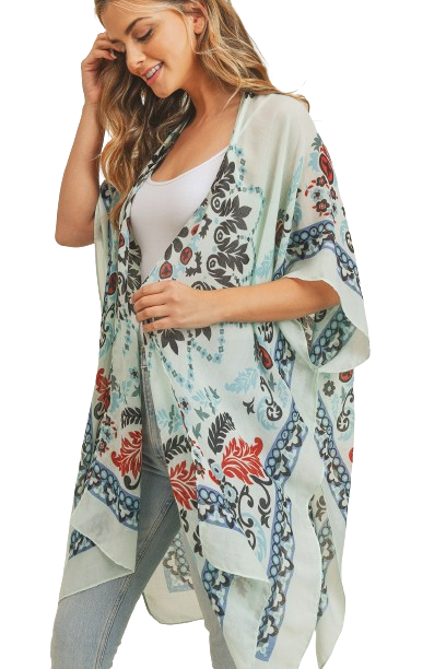 Bohemian Print Kimono Blue Black - Pack of 6