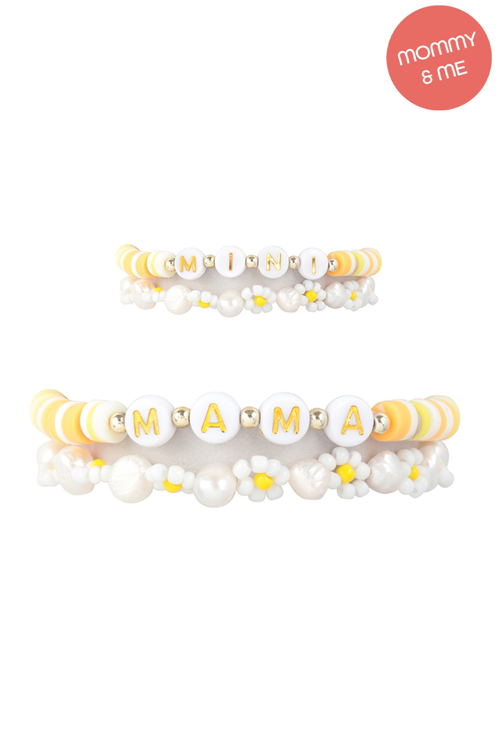 Mama & Mini FIMO Flower Bracelet Set Yellow - Pack of 6