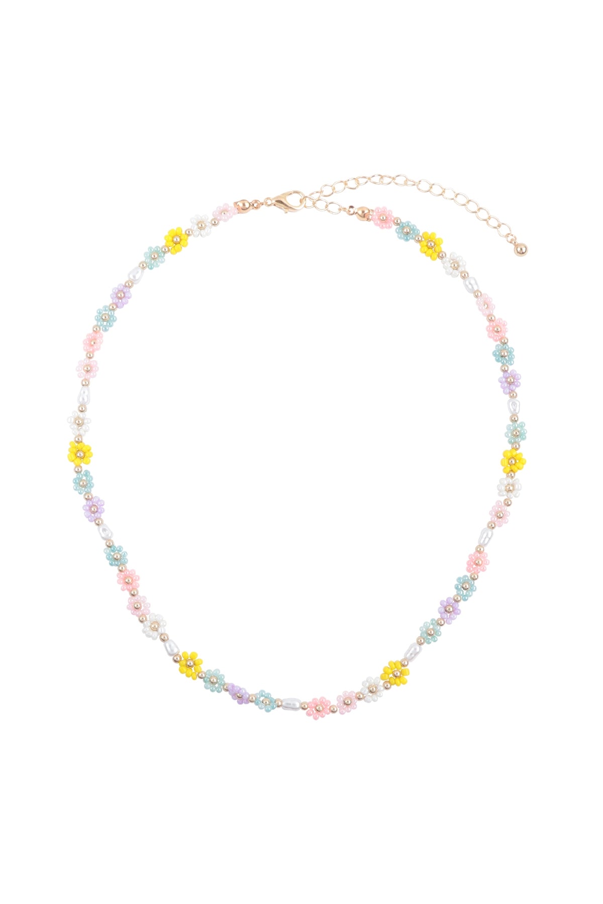 seed bead necklace flower Flower Seed Bead Stationary Necklace Multicolor