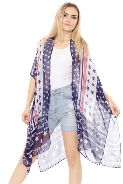 Multi Star American Flag Kimono USA - Pack of 6
