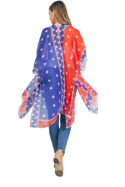 Star Trim American Flag Kimono USA - Pack of 6