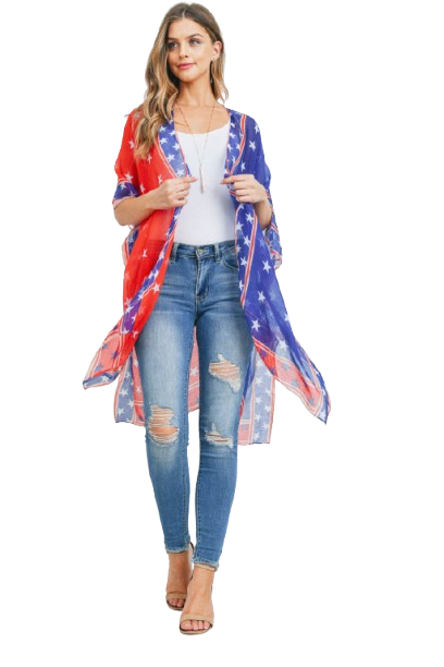 Star Trim American Flag Kimono USA - Pack of 6