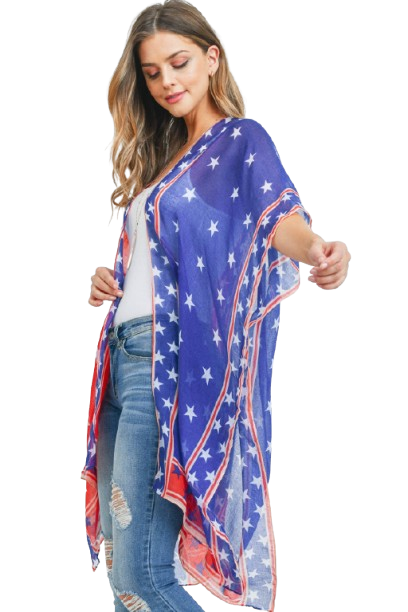 Star Trim American Flag Kimono USA - Pack of 6