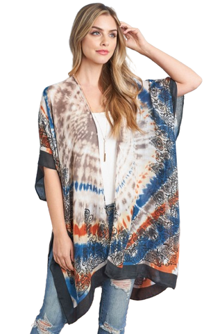 Zigzag Pompom Palmer Kimono Rust - Pack of 6