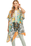 Leaf Print Inline Boho Open Front Kimono Pink - Pack of 6