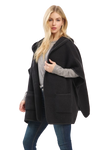 Hooded Poncho with Trim and Front Pockets Black - Pack of 6