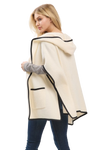 Hooded Poncho with Trim and Front Pockets Ivory - Pack of 6