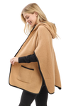 Hooded Poncho with Trim and Front Pockets Taupe - Pack of 6