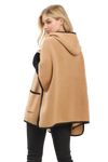 Hooded Poncho with Trim and Front Pockets Taupe - Pack of 6