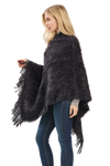Lightweight Fuzzy Sequin Poncho with Fringe Black - Pack of 6